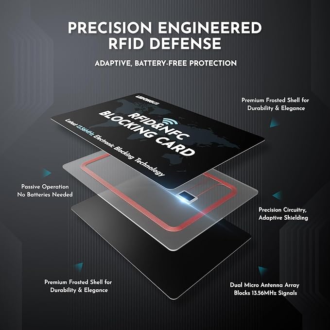 RFID Blocking Cards – 6 Pack| Anti-Theft Contactless NFC Protection for Debit Credit Cards & Wallet | Slim & Durable Perfectly fits in Wallet | 2 RFID Sleeves Included |Black