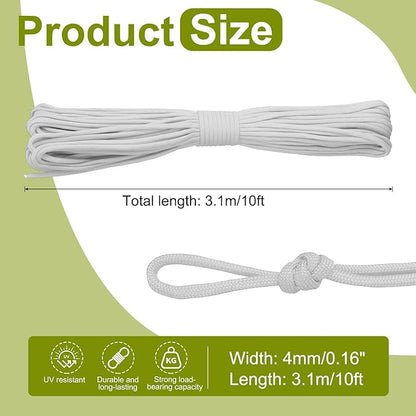 uxcell 4mm Nylon Rope, 10ft Portable Clothesline for Luggage and Backpack Tie Downs, Hanging Clothes, Swings, Camping and Mountaineering Tie Downs, Gray
