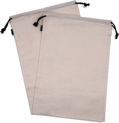 ZENPAC Travel Shoe Bag, Beige Duster Flannel Pouch Drawstring Closure, Washable Breathable Cotton Fabric for Cowboy Boot Storage, Luggage, 12x17, 2 Pack