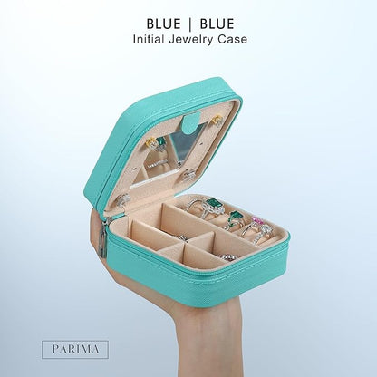 Parima Small Jewelry Box for Girls, Travel Initial Jewelry Boxs for Girls | Small Jewelry Organizer Box | Travel Jewelry Case Jewelry Organizer | Mini Jewelry Case - Letter G, Aqua Blue