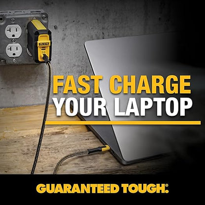 DEWALT Heavy Duty 100W USB C Cable, Jobsite 100 Watt USB C Cable, High Speed Type-C to Type-C, Fast Charge PD USBC Fast Charging Cord for iPhone 17/16/15 Plus Pro Max MacBook iPad Samsung Galaxy, 4 ft