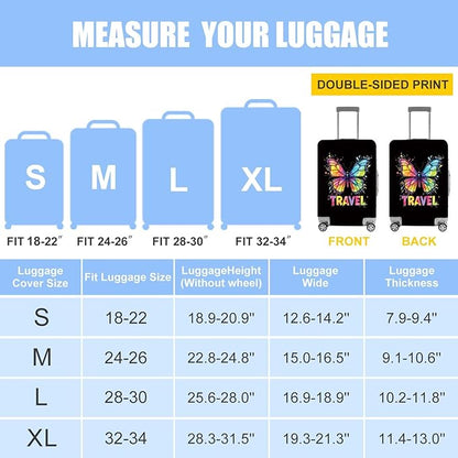 Colorful Butterfly Luggage Cover – Stylish and Durable Travel Suitcase Protector for Women and Men, Fits 32"-34" Suitcase, XL