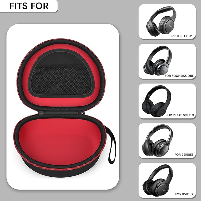 Headphone Case for Beats Solo 4/ for TOZO HT2/ for Glynzak/for Beats Studio Pro/for Beats Solo3/ for Beats Studio3 On-Ear Headphones, Foldable Bluetooth Wireless Headset (Extra Large) - Black