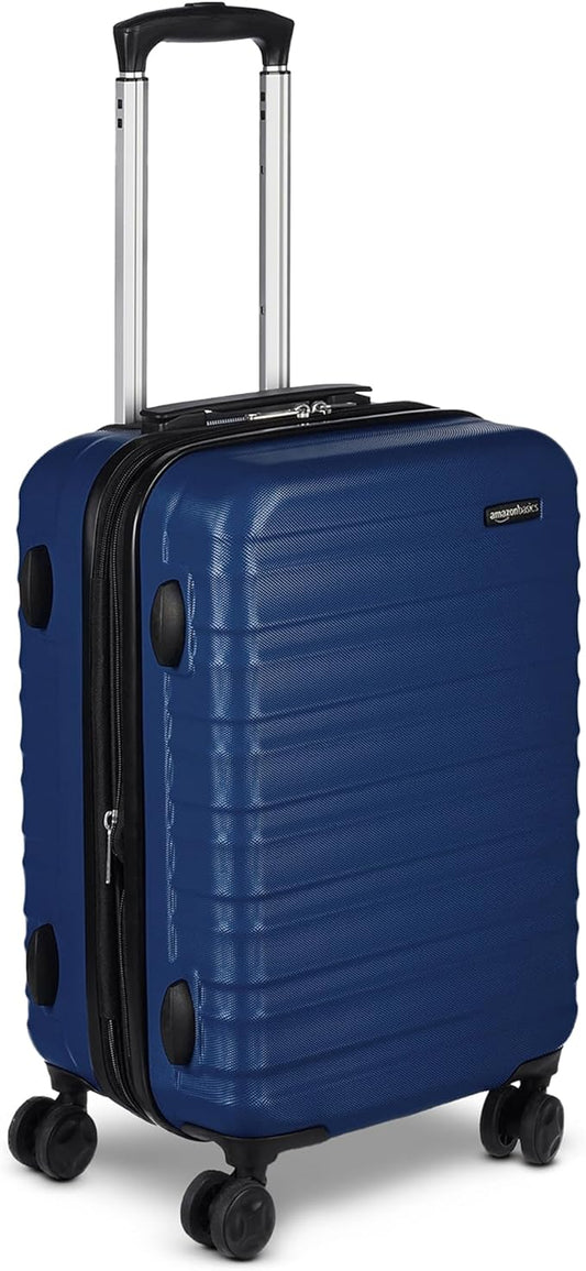 Amazon Basics 21" Hardside Carry-On Luggage, Hardshell Suitcase With Wheels, Expandable For Up to 25% More Space, With Scratch-Resistant Surface, Four Multi-directional Wheels, Navy Blue