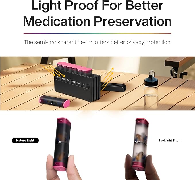 Weekly Pill Organizer 2 Times a Day - Am Pm Pill Box 7 Day, Large Twice Medicine Pill Case for Daily Medication, Vitamins, Fish Oils, Supplements Portable Week Pill Holder Container, Rose Pink