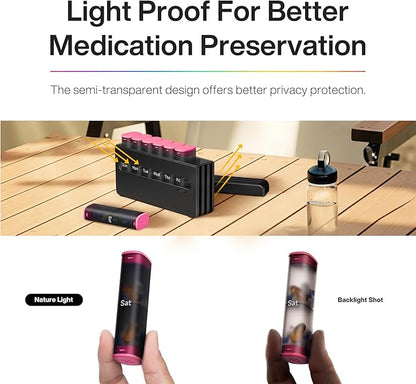 Weekly Pill Organizer 2 Times a Day - Am Pm Pill Box 7 Day, Large Twice Medicine Pill Case for Daily Medication, Vitamins, Fish Oils, Supplements Portable Week Pill Holder Container, Rose Pink