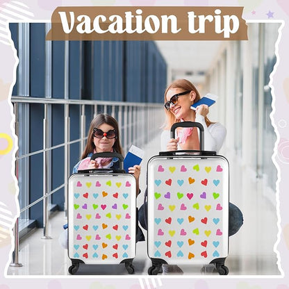 Sanwuta 6 Pcs Kids Luggage Set Kids Rolling Suitcases for Girls(White,18", 20",Heart)