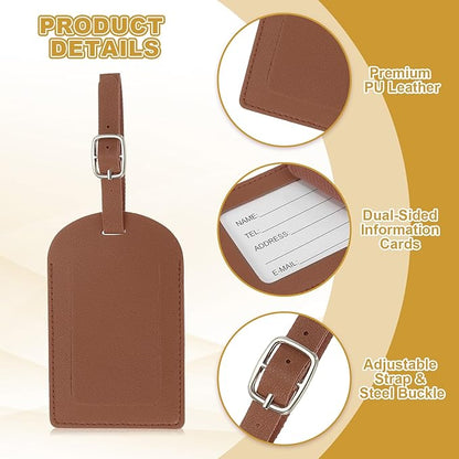 PATIKIL Leather Luggage Tag, 50 Pcs Luggage Tags Pu Bag Tags for Suitcases Airplane Travel Essentials, Brown