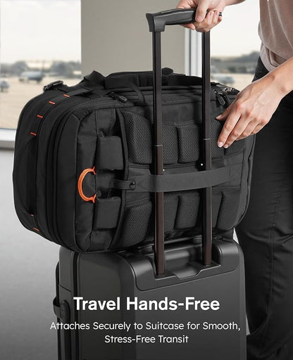 Tolaccea Large Convertible Garment Duffel Bag, Suit Carry On Backpack, TSA Flight Approved for Wrinkle-Free Travel with Dual Laptop Storage for 17.3" and 12.9" & Extra Toiletry Bag, 45-55L Expandable