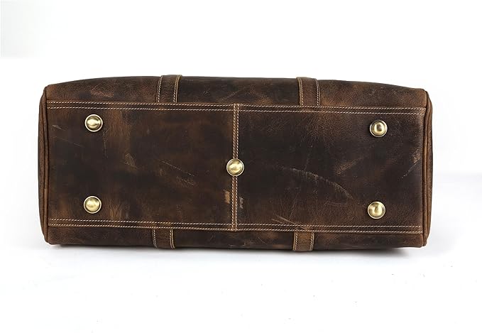 KomalC Leather Travel Duffel Bags for Men and Women Full Grain Leather Overnight Weekend Leather Bags Sports Gym Duffle