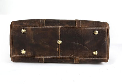 KomalC Leather Travel Duffel Bags for Men and Women Full Grain Leather Overnight Weekend Leather Bags Sports Gym Duffle