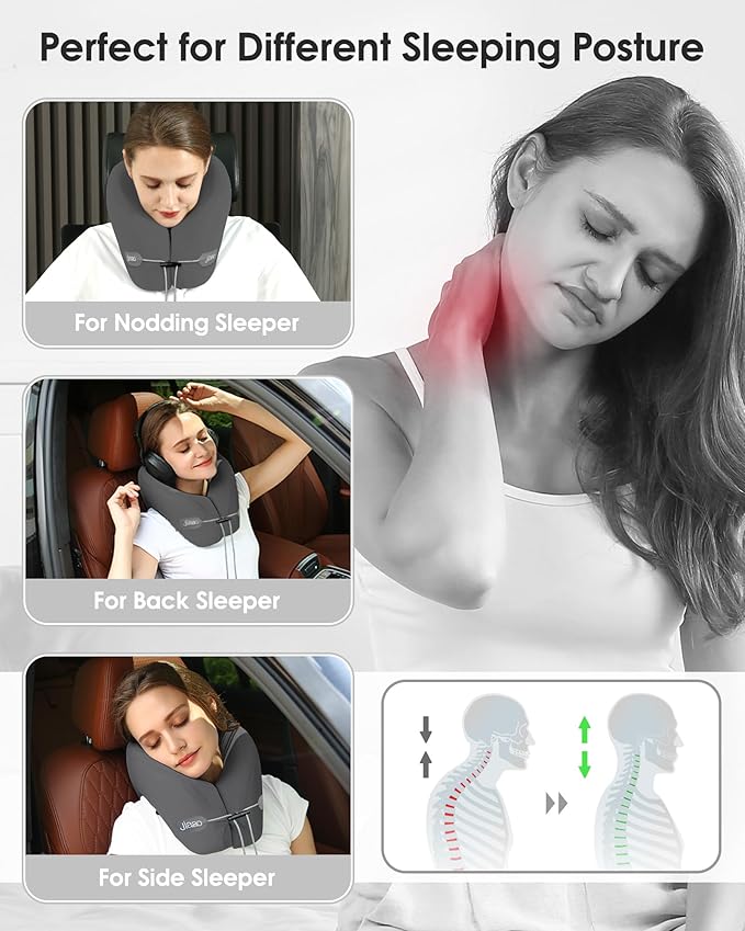 jiaao Travel Pillow, Neck Pillow Airplane, Plane Pillow Memory Foam Travel Neck Pillow with 360° Head and Neck Support, Portable Travel Essential Suitable for Airplane, Car, Train, or Bus Trip