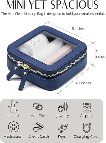 Popvibe Clear Makeup Bag Travel Cosmetic Case Transparent Toiletry Bag with Zipper, Portable Make Up Organizer Traveling Compact Car Bag for Essentials