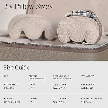 TAWBURY Watch Case - 4 Slot Genuine Top-Grain Leather Watch Box for Men & Women with Extra Wide Pillows for Large Watches - Portable Wristwatch Storage for Home & Travel (Taupe)