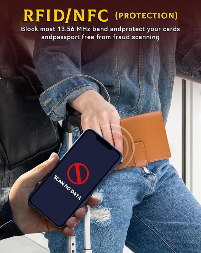 Passport Holder Wallet Cover Case for Women and Men,RFID Blocking,Passport Case with AirTag Holder,Travel Accessories (Brown)