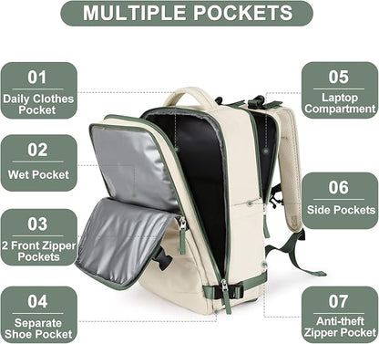 Large Travel Backpack For Women Men Airline Approved Carry On Backpack Flight Approved Waterproof Sports Luggage Backpack Casual Daypack Hiking Backpack