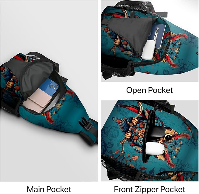 Owl Sling Bag Travel Sling Backpack Lightweight Casual Daypack Women Chest Bags for Outdoor Sport Climbing Runners