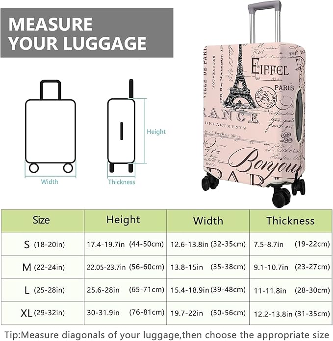 Travel Luggage Cover Suitcase Protector Fits 18-32 Inch Wheel Covers PatternedTravel Related Items Flower Luggage Protector Elastic S