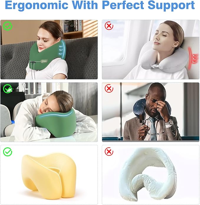 jiaao Travel Neck Pillow, Memory Foam Travel Pillow, Includes 3D Eye Masks, Earplugs, and Storage Bag, U-Shaped Napping Pillow for Airplanes, Cars, Trains, Home
