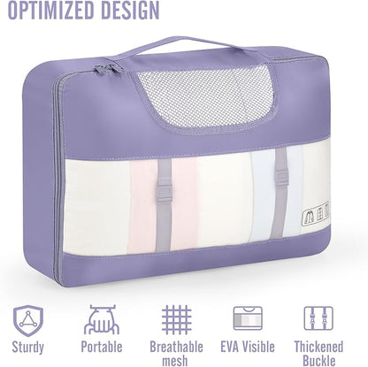 Veken 8 Set Packing Cubes for Travel Essentials, Suitcase Organizer Bags in 4 Sizes, Carry-On Luggage Accessories with Large Laundry & Hanging Toiletry Bag, Must-Have for Airplane, Road Trip & Camping