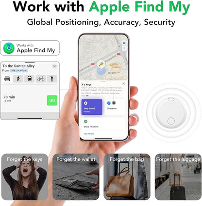 Air Tracker Tags-4 Pack: Smart Bluetooth Tracker, Item Finder Works with Apple Find My (iOS Only) App, Trakcer Tag Locator for Keys, Luggage, Satchel, weTag mini. (Not for Android Devices)