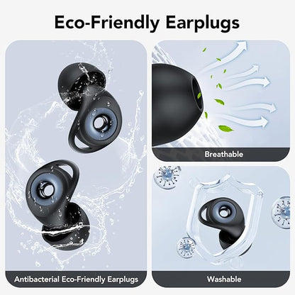 Ear plugs for Sleeping,Noise Cancelling Silicone Earplugs,45 dB,Soft and Reusable,Hearing Protection with 8 Earpieces in 4 Sizes(XS/S/M/L),Carrying bag,for Sleeping,Concert,Working,Studying,Travelling