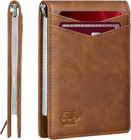 Zitahli Wallet for Men-6 Slots ID Window-Mens Wallets-Slim Wallet Classic Spring Money Clip RFID Blocking-Gift for Men