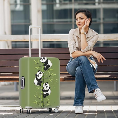 Cute Panda Luggage Cover – Bamboo Climbing Panda Suitcase Protector, Stretchable & Waterproof Travel Luggage Sleeve,M
