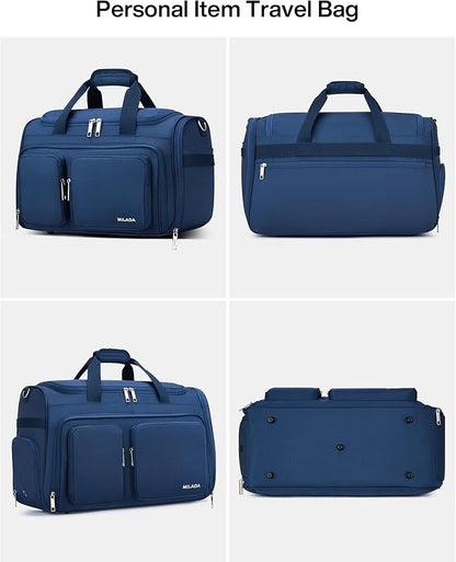 MILADA Carry On Luggage Bags for Travel Large Foldable Duffle Bag for Travel Lightweight Personal Bags for Airplanes Weekend Overnight Bags for Women Mens Travel Bag, Blue