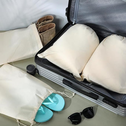 Hillban Shoes Bag for Travel Storage Dust Proof Cotton Drawstring Bag Breathable Pouch for Travel Home Pantry Accessories