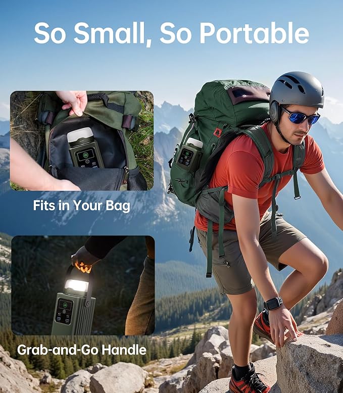 Camping Portable Power Station 198.4Wh (62000mAh), [Top Safety] 100W Fast Charging Power Bank with LiFePO4 Battery, Small Generator with Detachable Light for Travel Home Backup Outdoor Emergency