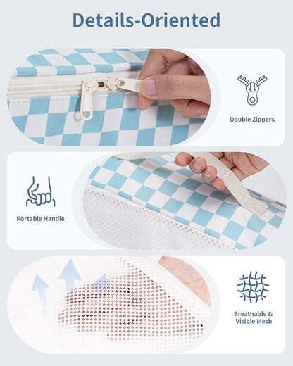 Narwey 7 Set Checkered Packing Cubes for Travel Carry on Suitcase Luggage Organizer Bags for Kids Women Men, Durable Packing Organizers Bag, Travel Essentials Accessories (Combined Checkerboard)