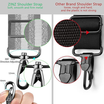 ZINZ Shoulder Strap Universal Bag Strap - 78" Ultra-Thick Padded with Dual Balanced Adjustable Buckles for Briefcase, Travel, Sports, Laptop, Crossbody Bag - Gray Silver