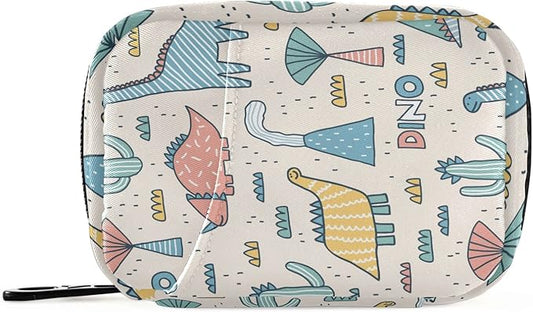 Beige Dinosaur Travel Pill Organizer Weekly Small (Cute) Pill Box 7 Day Pill Case Vitamin Holder Pill Bottle Organizer