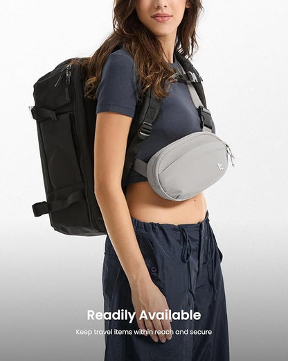 tomtoc Belt Bag with RFID Blocking, 1.5L Cross Body Fanny Pack for Women Men, Sling Waist Bags with Adjustable Strap for Travel Walk