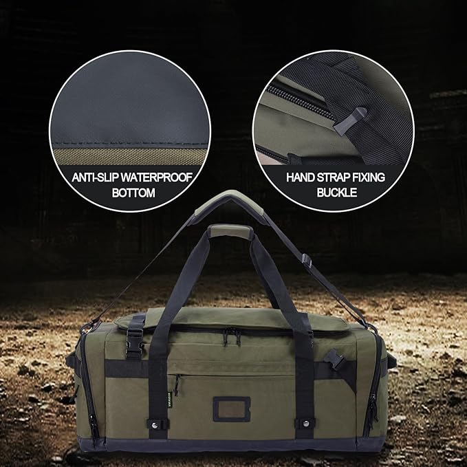 Large Duffle Bag for Travel - Men & Women, Foldable Gym Duffle Backpack, Heavy Duty Tactical Military Canvas Duffel Bags, Extra Big Carry On with Shoe Pockets, Waterproof (80L/103L)