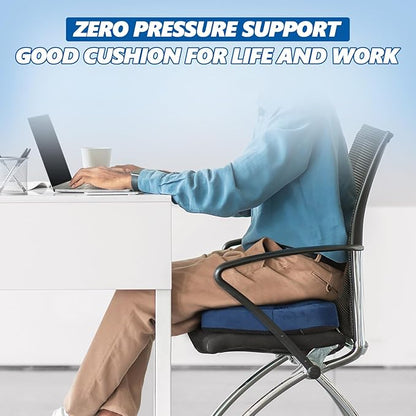 Seat Cushion for Office Chair, Tailbone & Sciatica Pain Relive, Butt Donut Pillow for Long Sitting Hours with Washable Cover, Soft Foam Cushion for Car, Wheelchair, Airplane, Truck (Blue)