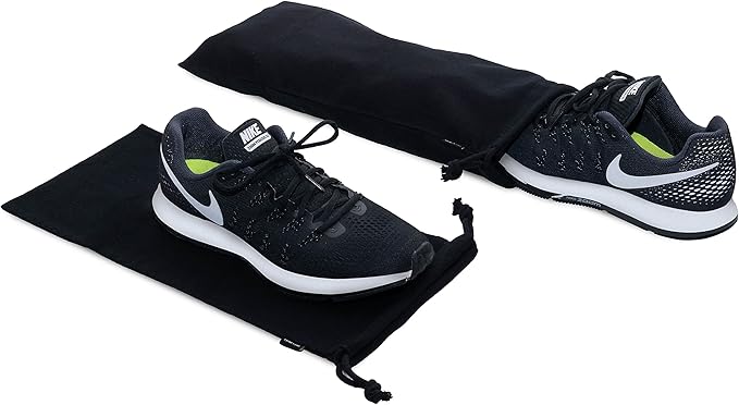 ZENPAC Shoe Dust Bags, Black Duster Flannel Pouch with Drawstring Closure, Washable Breathable Cotton Fabric for Boots, Travel, Luggage, 8x17, 4 Pack