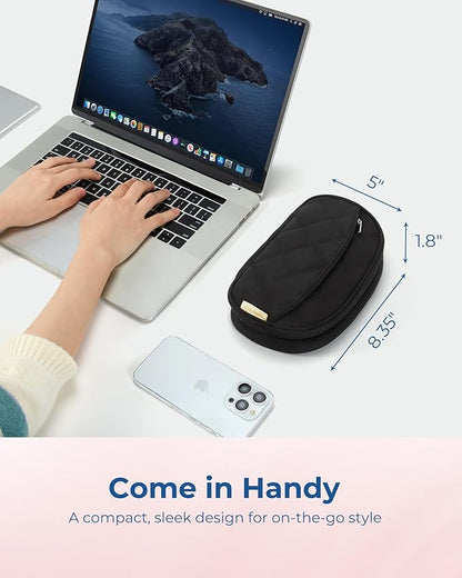 BAGSMART Travel Cord Organizer Electronics Case, Double Layers Puffer Cable Organizer Bag Travel Essentials for Women, Tech Organizer Case for Charger, Phone, Flash Drive - Black