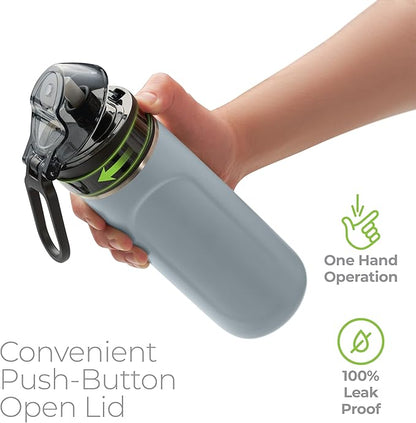 SipX™ Triple-Insulated Stainless Steel Water Bottle - 18oz. With Straw Lid, BPA-Free Reusable Insulated Water Bottle Keeps Cold For 12 Hours, Metal Water Bottle Made Of Sustainable Material For Hiking