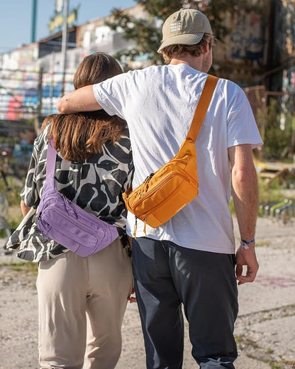 WATERFLY Fanny Pack Waist Packs: Large Crossbody Fanny Packs for Women Men with 5 Zipper Pockets Adjustable Strap Waist Bags Hip Pack for Traveling Cycling Running Hiking-Tan