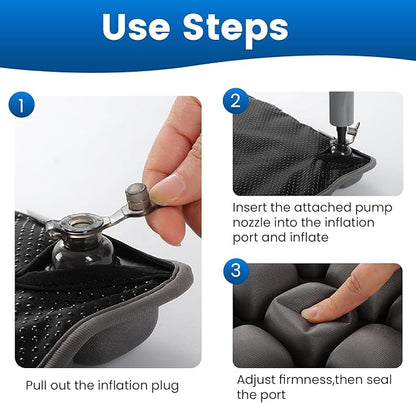 Travel Cushion, Travel Seat Cushion for Airplane, 56 Bubbles Portable Car Seat Cushions for Long Flhts Office Chair, Wheelchair, Camping, Home Living (Grey)