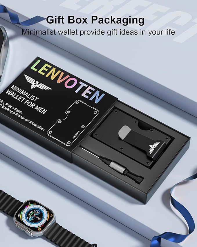 Minimalist Wallet for Men, Metal Wallet with Money Clip, Slim Compact Wallet, RFID Blocking Card Holder, Metal Aluminum Credit Card Holder, Holds up to 20 Cards