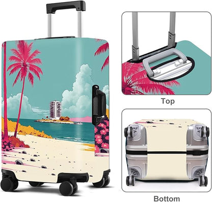 Luggage Cover Washable Suitcase Protector Anti-Scratch,Stretchable Fit for 20-34Inch Luggage Durable Travel Bag Cover with Zipper Closure (Beach, M(fits 24-26Inch suitcase))