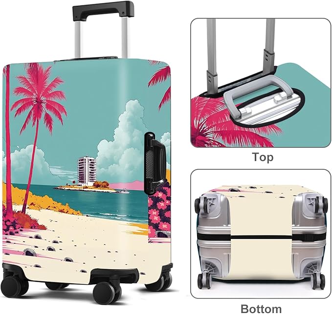 Luggage Cover Washable Suitcase Protector Anti-Scratch,Stretchable Fit for 20-34Inch Luggage Durable Travel Bag Cover with Zipper Closure (Beach, XL(fits 32-34Inch suitcase))