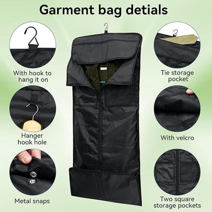 GARPROVM Garment Bags for Travel, 4 in 1 Convertible Garment Duffle Bags with Separated Suit Bag Shoe Compartment, Waterproof Carry On Luggage Bag Backpack Weekender Bag for Short Trip, Navy