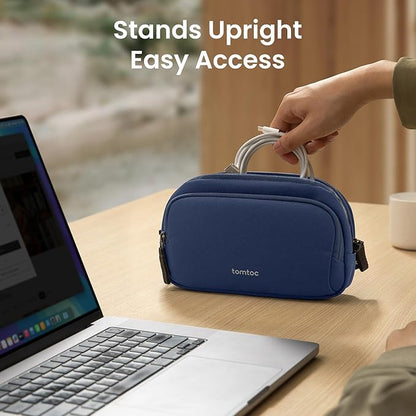 tomtoc Electronic Organizer Travel Case, Water Resistant Dual Compartment Tech Pouch Cable Organization Storage Bag for Charger, Cord, Phone, Hard Drive, Power Bank, Accessories Travel Essentials