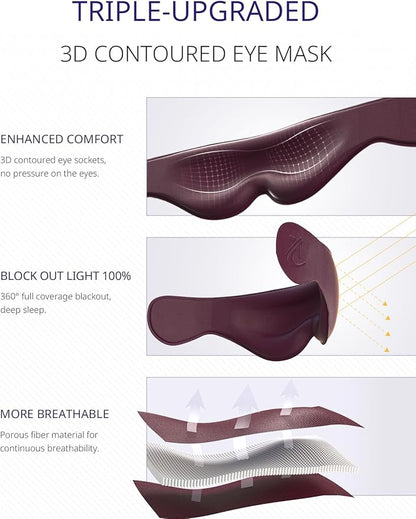 Travel Pillow, Airplane Neck Pillow for Long Flight, Oversized Head Strap with 3D Eye Mask for Sleep, 360°Support Headrest, Stop Bobblehead, Ultimate Travel Essentials for Men Women Red