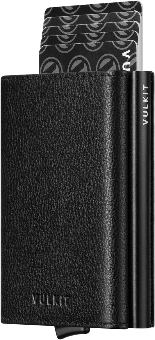 VULKIT Pop up Wallet Minimalist Cash Wallets RFID Blocking Leather Smart Credit Card Holder with Magnetic Closure for Men