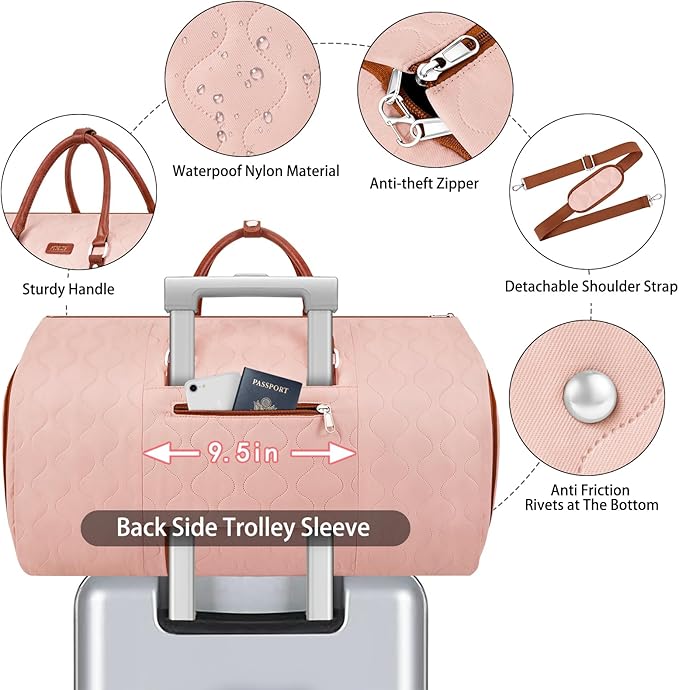 Garment Duffel Bag for Travel - ITIEZY Convertible Carry on Garment Duffel Travel Bag for Women Men Large Weekender Bag with Shoes Pouch 2 in 1 Hanging Suit Travel Duffel Bag 3pcs Set